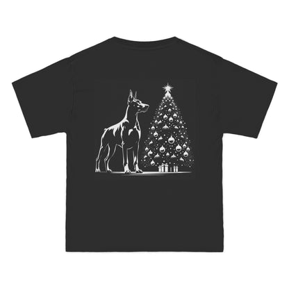 Doberman Christmas Tree Men's Short-Sleeve Crewneck Tee