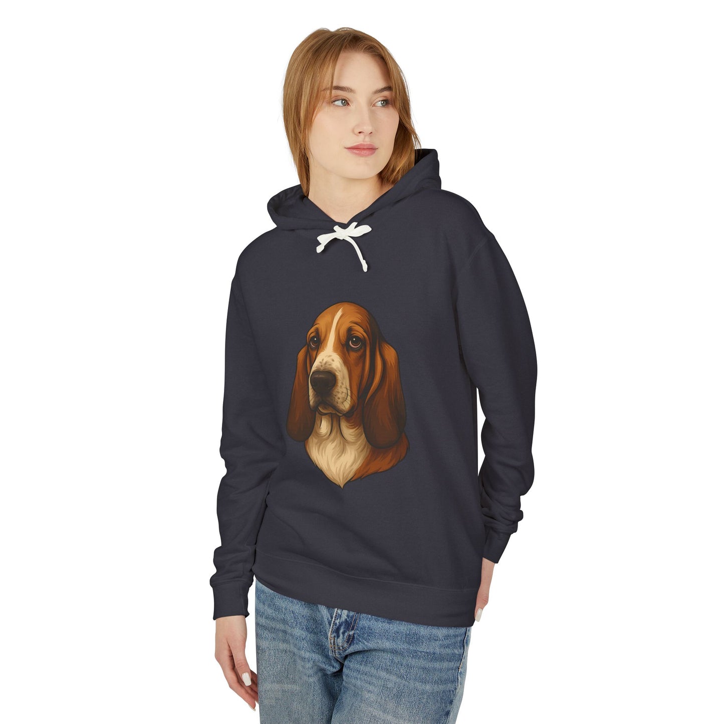 Basset Hound Head Unisex Lightweight Hoodie