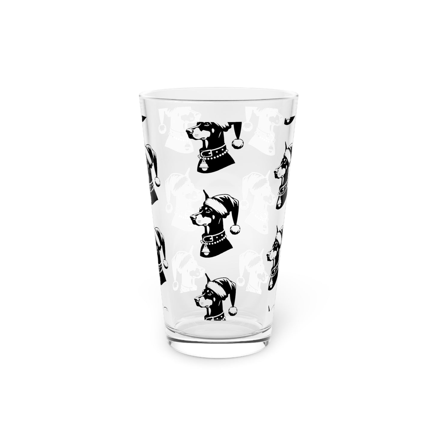 Santa Paws Doberman Drinking Glass