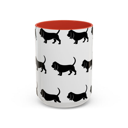 Basset Hound Silhouette 2-Tone Coffee Mug