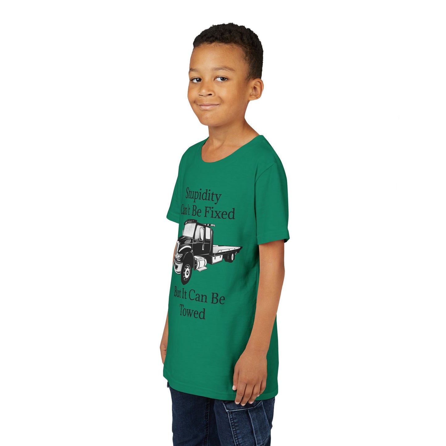 Stupidity Flatbed Tow Truck Youth Unisex Short Sleeve Crewneck Tee