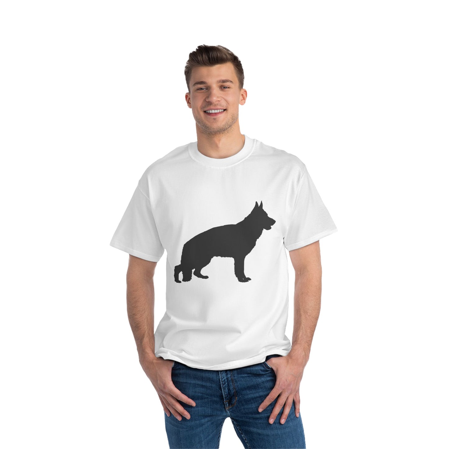 German Shepherd Silhouette Men's Short-Sleeve Crewneck Tee