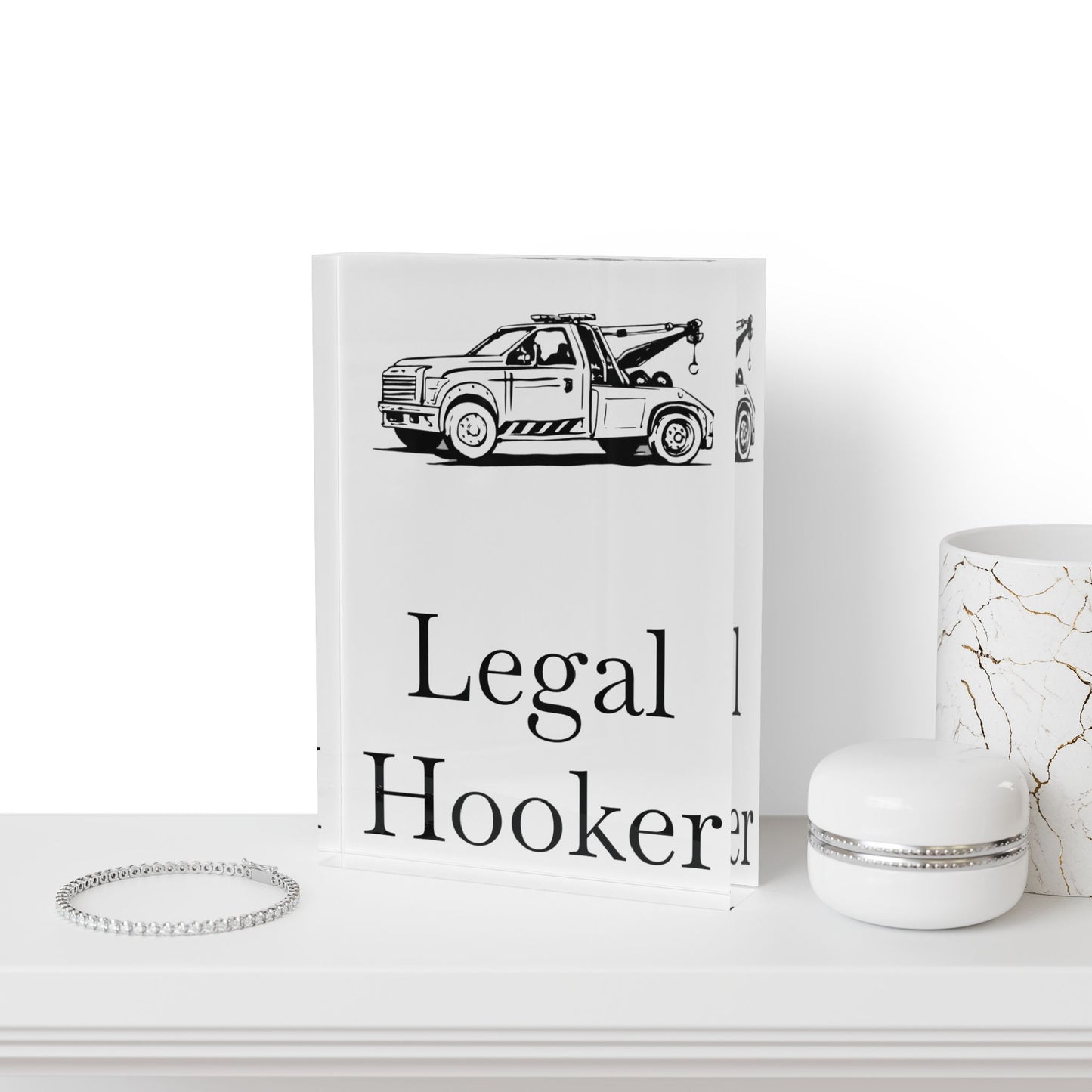 Legal H**ker  Wheel Lift Tow Truck Acrylic Photo Block