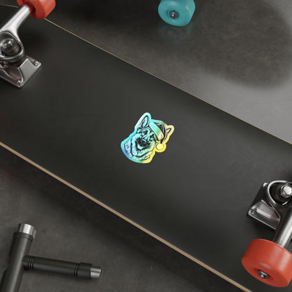 Santa Paws German Shepherd Holographic Sticker