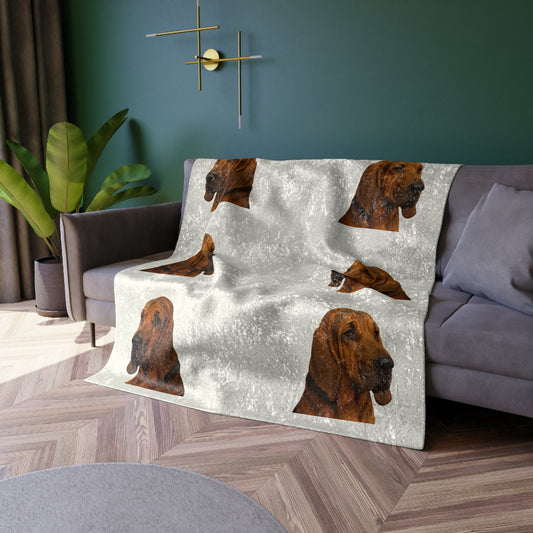 Bloodhound Head Crushed Velvet Blanket