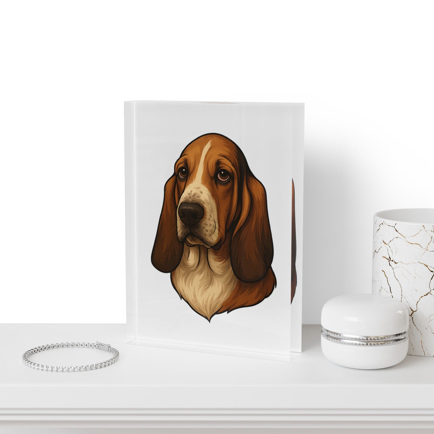 Basset Hound Head Acrylic Photo Block