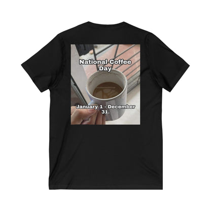 National Coffee Day Unisex Short Sleeve V-Neck Tee