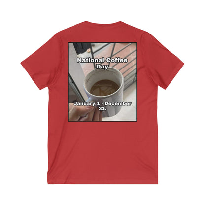 National Coffee Day Unisex Short Sleeve V-Neck Tee