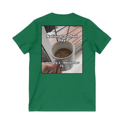 National Coffee Day Unisex Short Sleeve V-Neck Tee