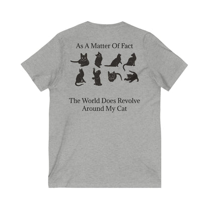 Matter Of Fact Cat Unisex Short Sleeve V-Neck Tee