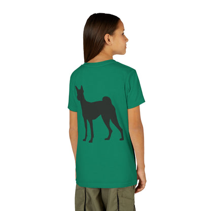 Basenji Silhouette Youth Unisex Short Sleeve Crewneck Tee