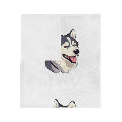 Malamute Head Velveteen Microfiber Blanket