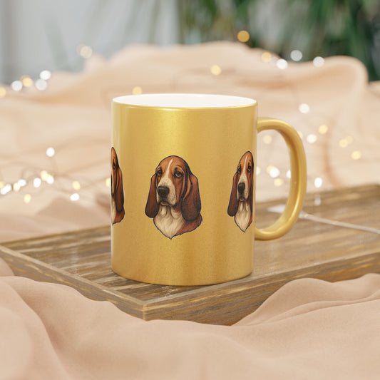 Basset Hound Head Metallic Coffee Mug