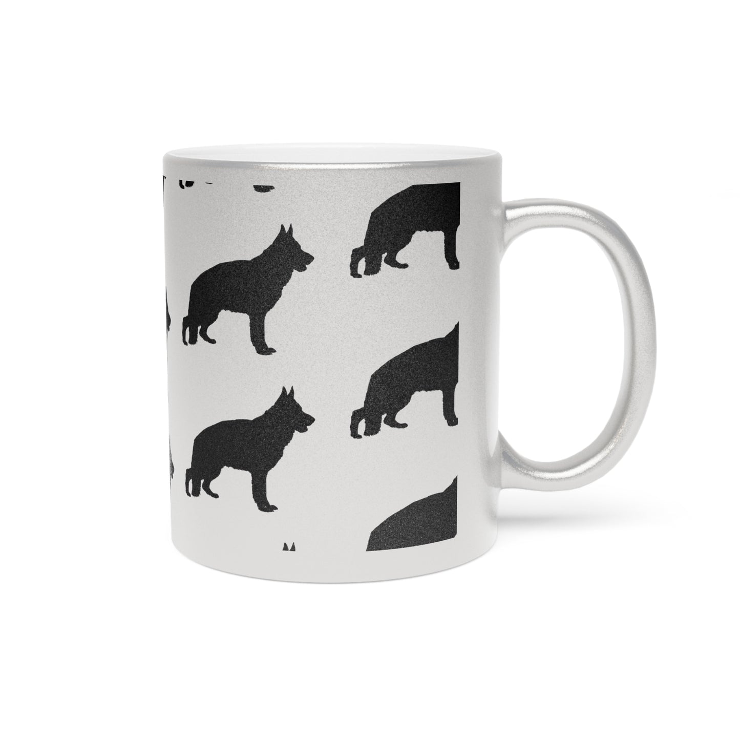 German Shepherd Silhouette Metallic Coffee Mug