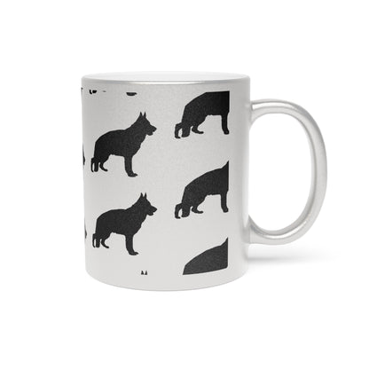 German Shepherd Silhouette Metallic Coffee Mug