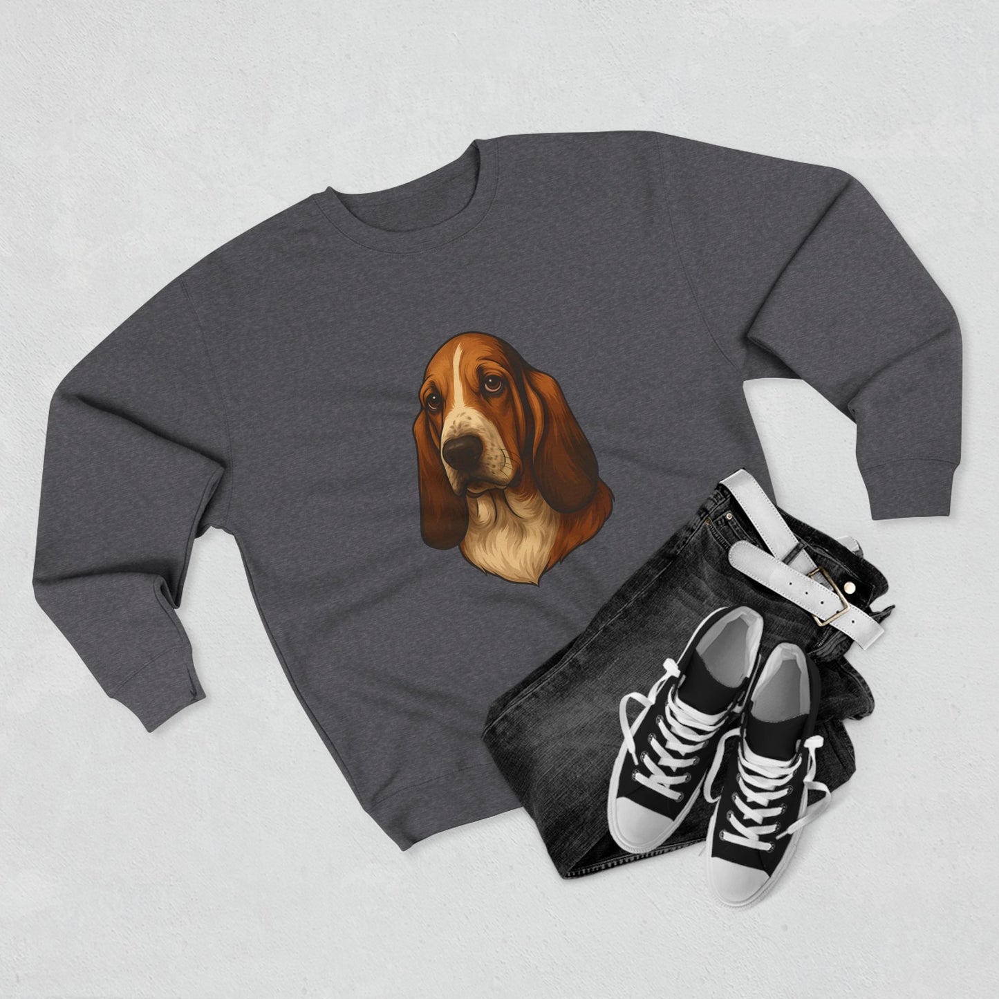 Basset Hound Head Unisex Crewneck Sweatshirt