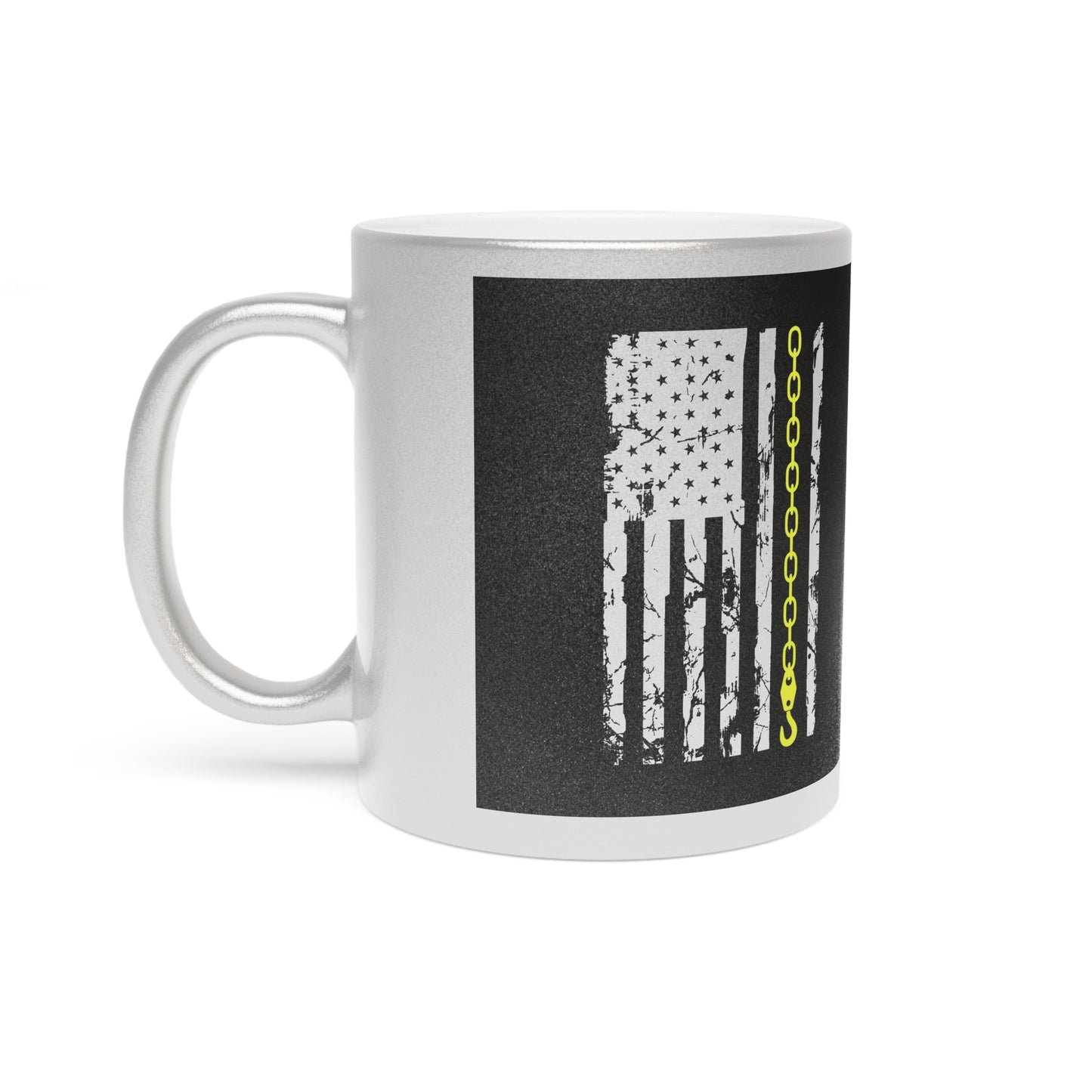 Thin Yellow Line Metallic Coffee Mug