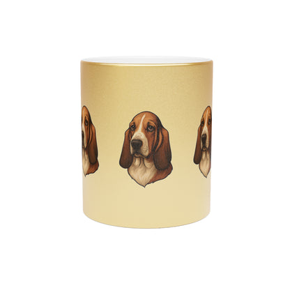 Basset Hound Head Metallic Coffee Mug