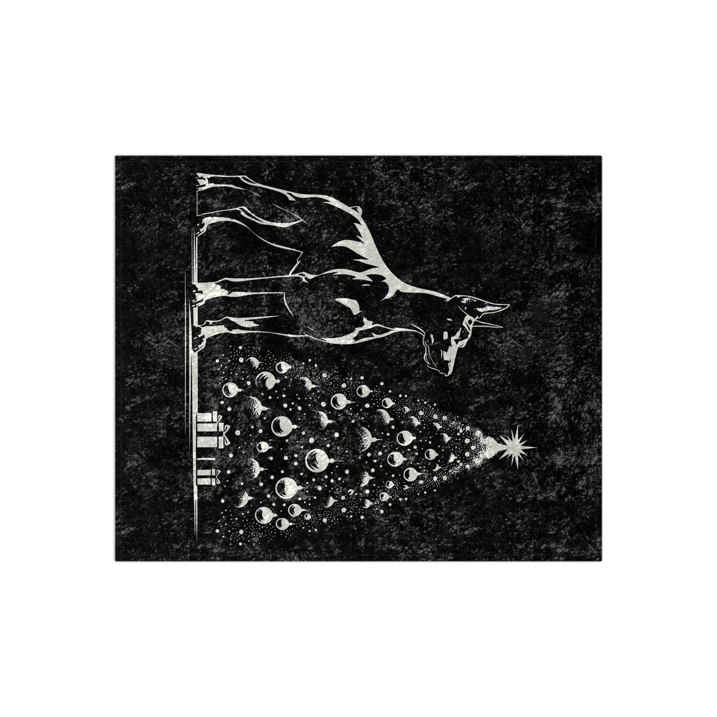 Doberman Christmas Tree Crushed Velvet Blanket