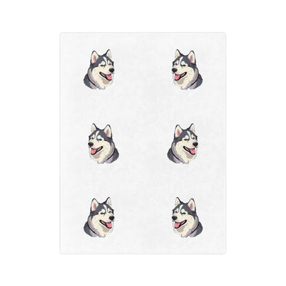 Malamute Head Velveteen Microfiber Blanket