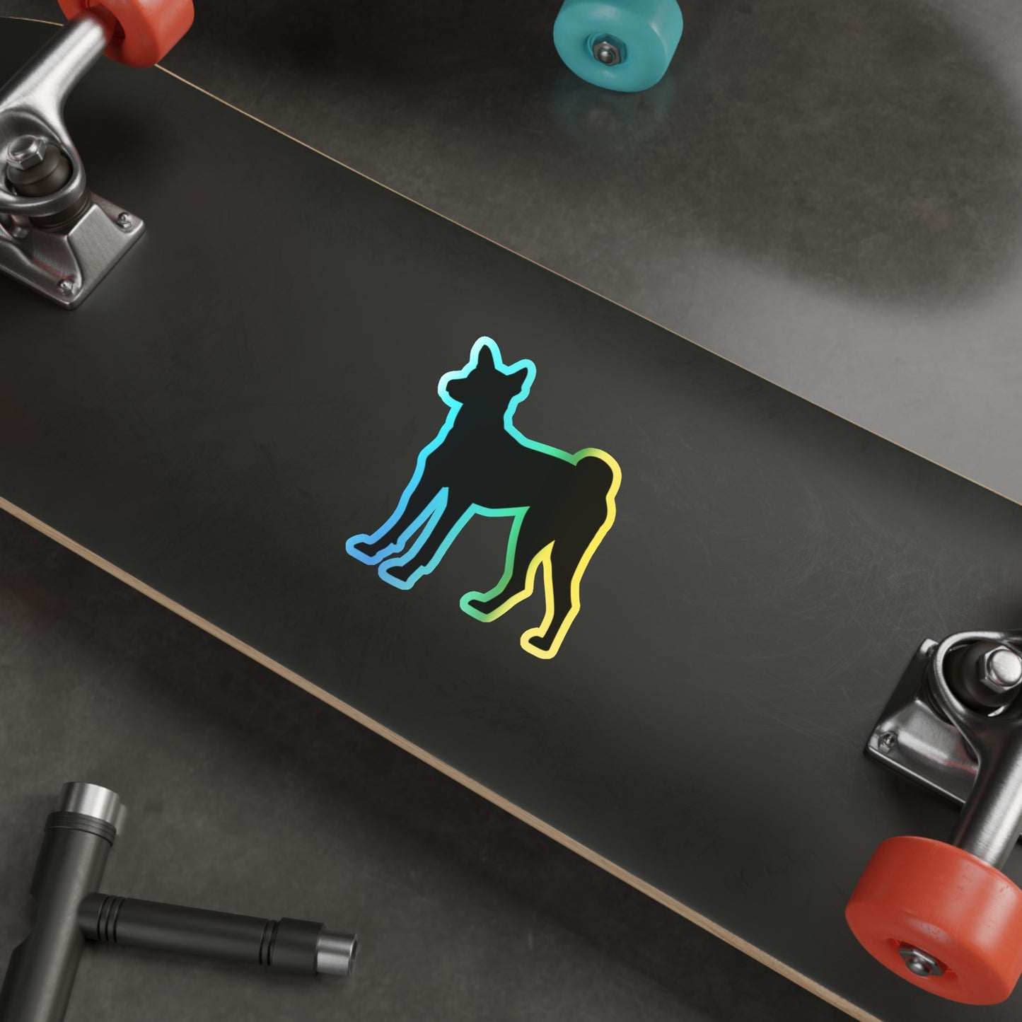 Basenji Silhouette Holographic Sticker