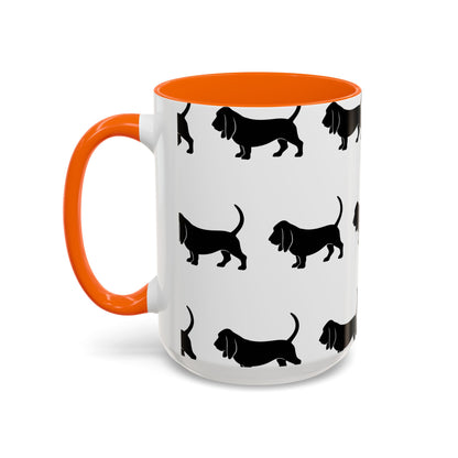 Basset Hound Silhouette 2-Tone Coffee Mug