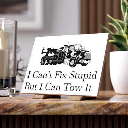 I Can't Fix Stupid HeavyTow Truck Ceramic Photo Tile