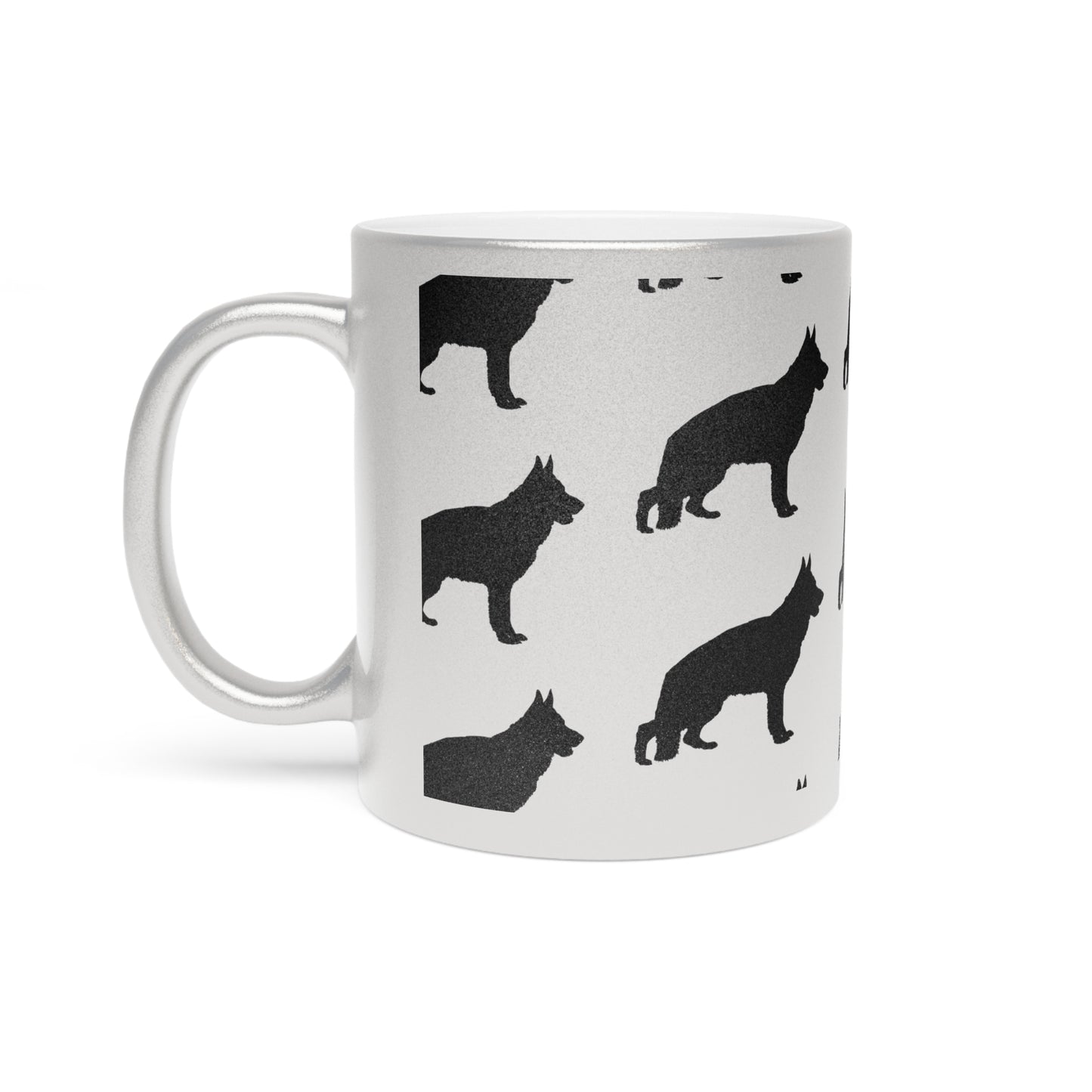 German Shepherd Silhouette Metallic Coffee Mug