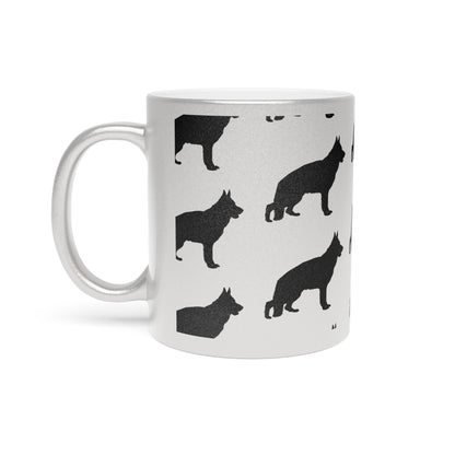 German Shepherd Silhouette Metallic Coffee Mug