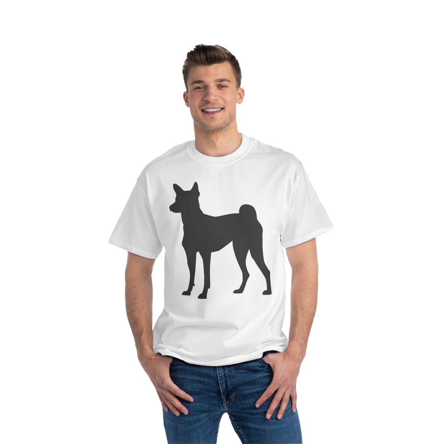 Basenji Silhouette Men's Short-Sleeve Crewneck Tee