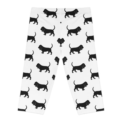 Basset Hound Silhouette Women's Capri Leggings