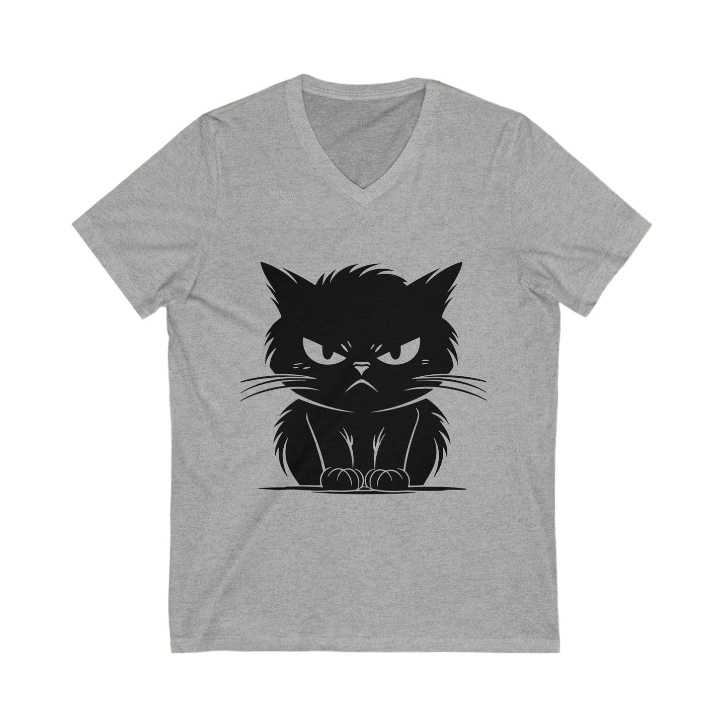 Angry Cat Unisex Short Sleeve V-Neck Tee