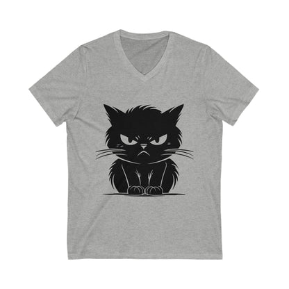 Angry Cat Unisex Short Sleeve V-Neck Tee