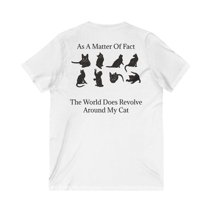 Matter Of Fact Cat Unisex Short Sleeve V-Neck Tee