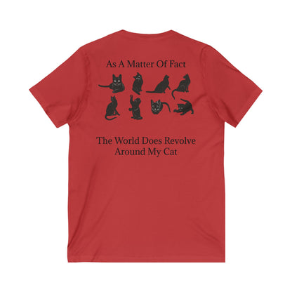 Matter Of Fact Cat Unisex Short Sleeve V-Neck Tee