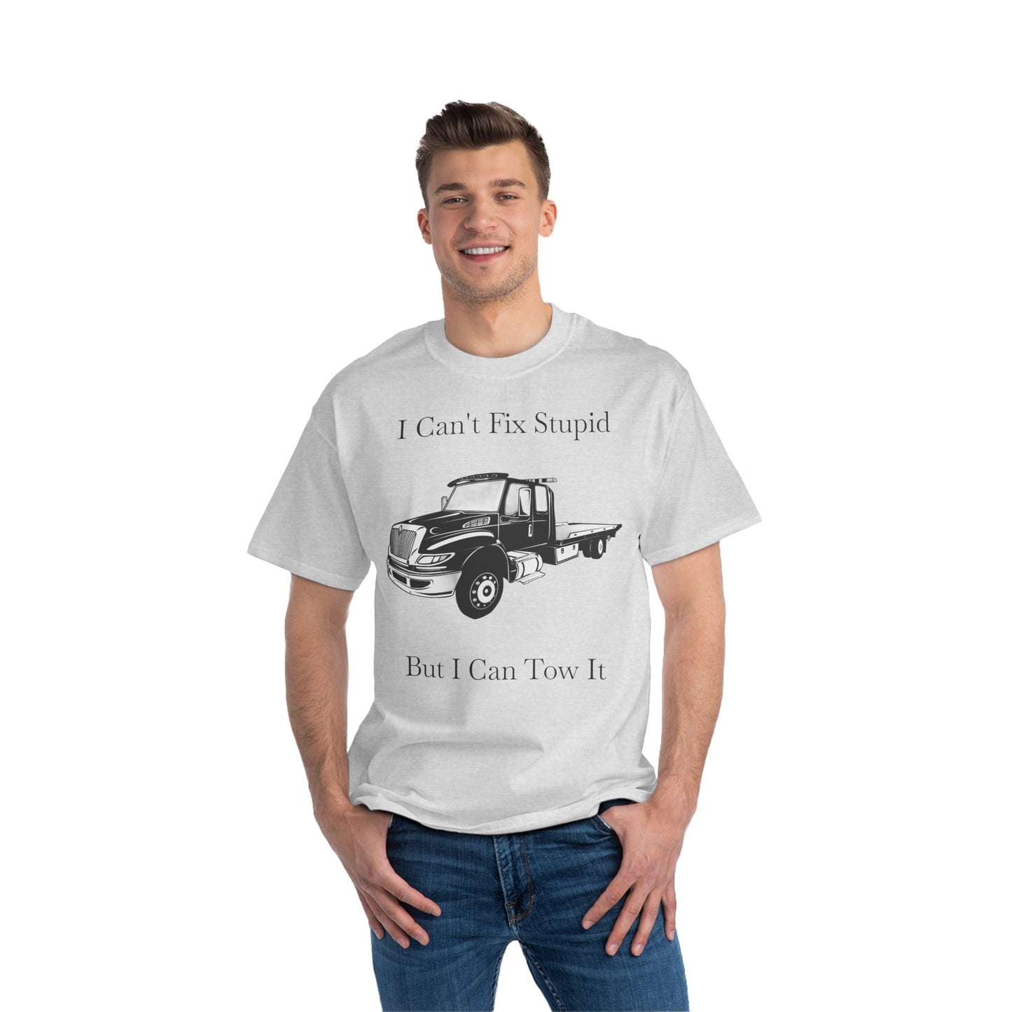 I Can't Fix Stupid Flatbed Men's Short-Sleeve Crewneck Tee