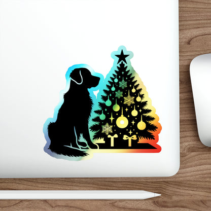 Golden Christmas Tree Holographic Sticker