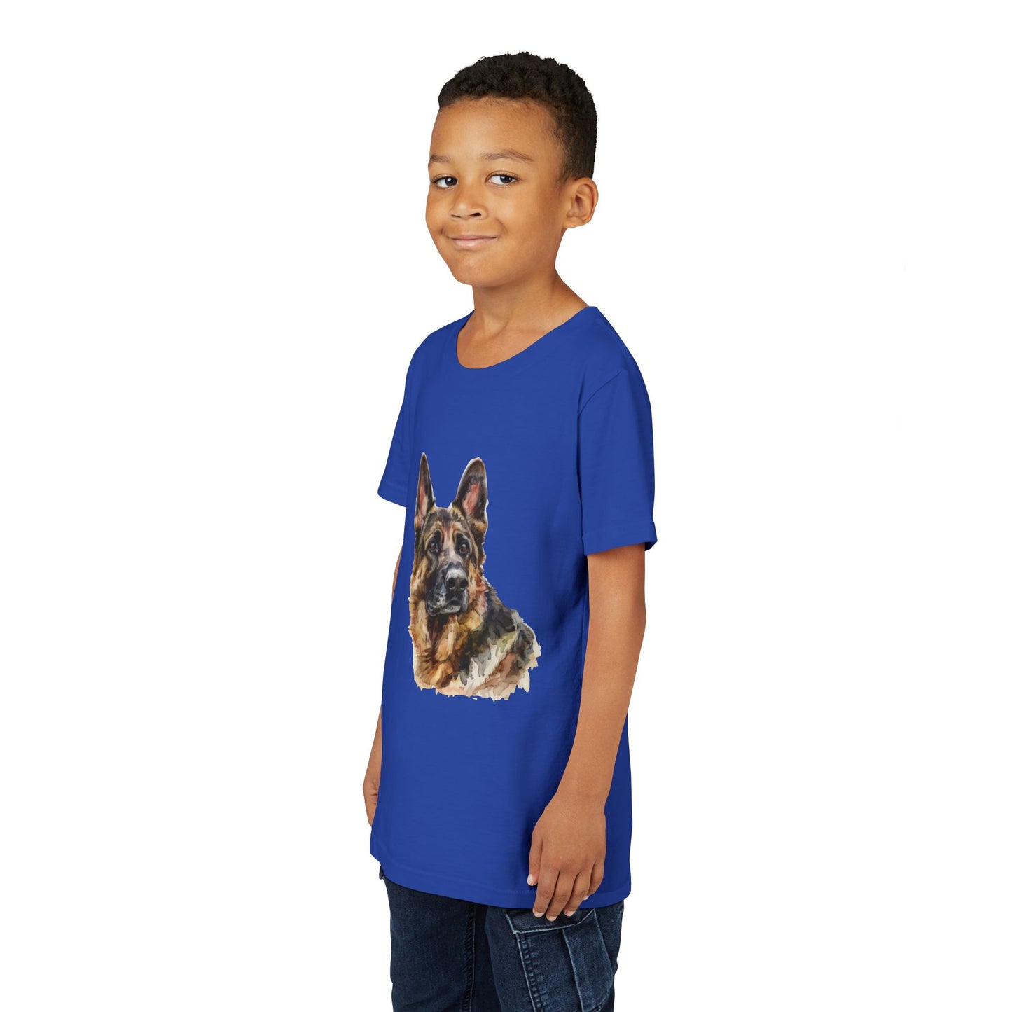 German Shepherd Head Youth Unisex Short Sleeve Crewneck Tee