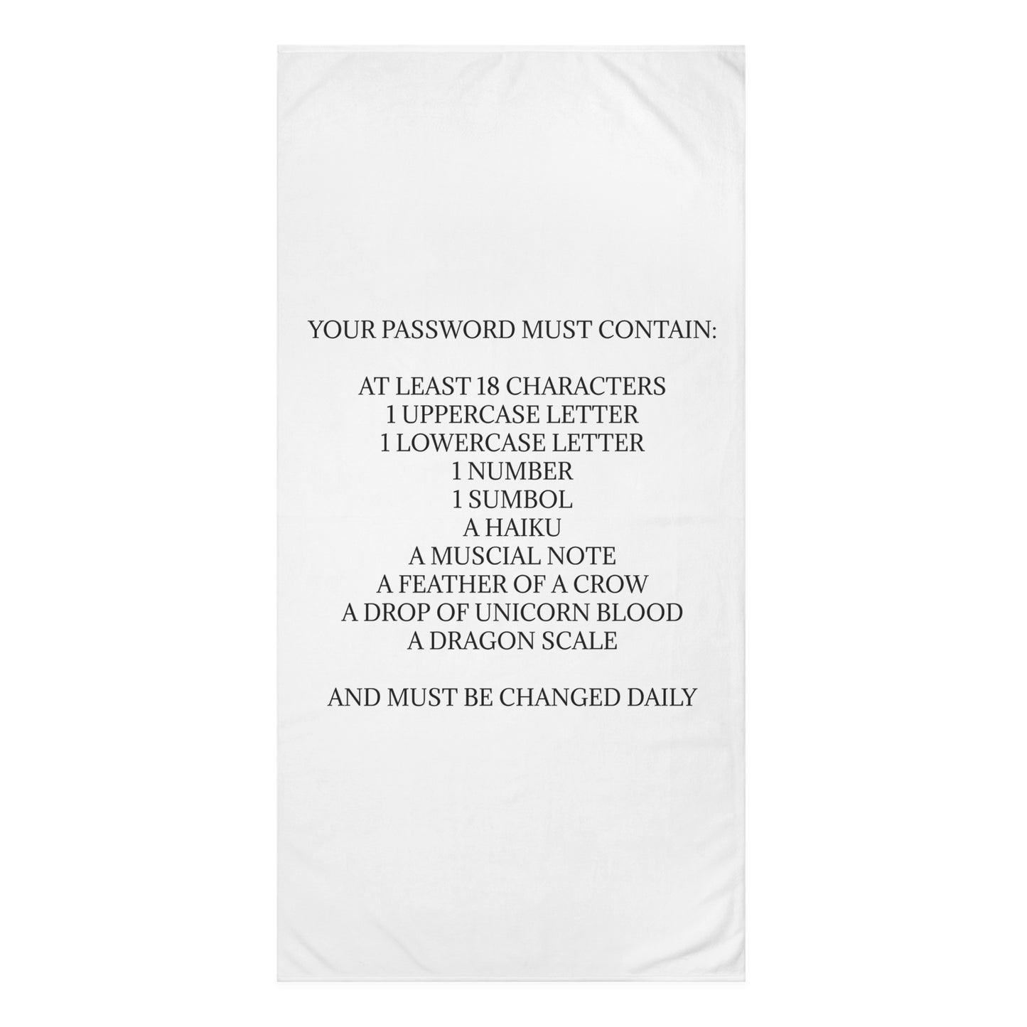 Password Mink-Cotton  Beach Towel