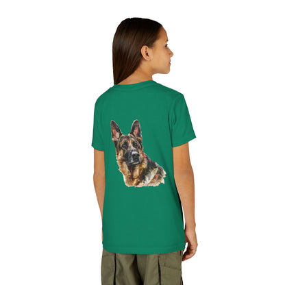 German Shepherd Head Youth Unisex Short Sleeve Crewneck Tee