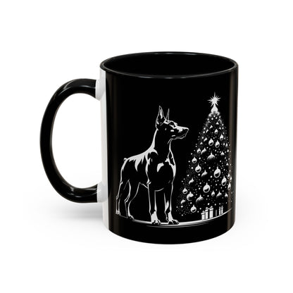 Doberman Christmas Tree 2-Tone Coffee Mug