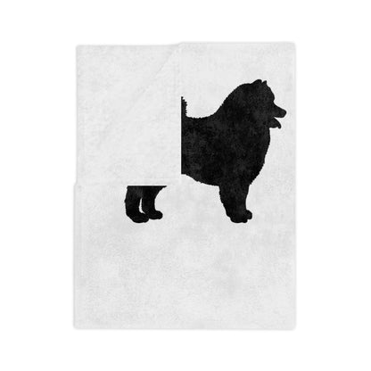 Samoyed Silhouette Velveteen Microfiber Blanket