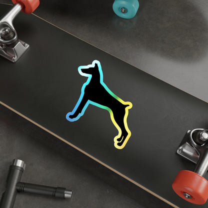 Doberman Silhouette Holographic Sticker