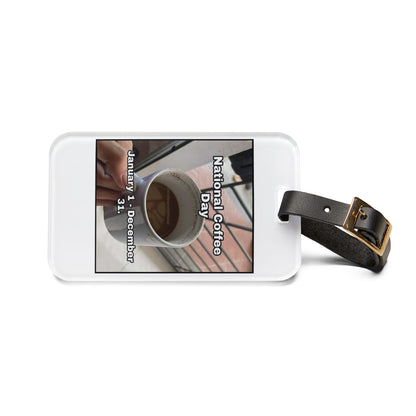 National Coffee Day Leather Strap Luggage Tag