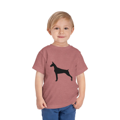 Doberman Silhouette Toddler Unisex Short Sleeve Crewneck Tee