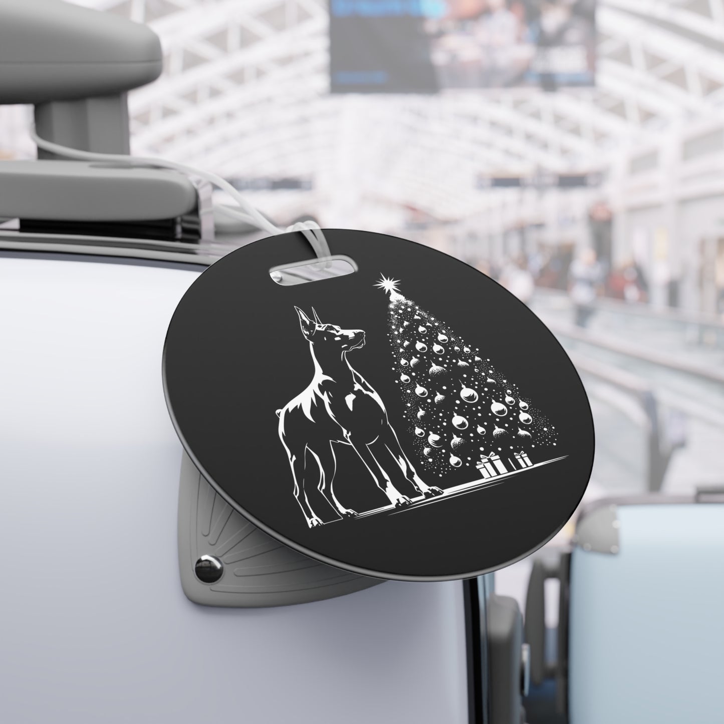 Doberman Christmas Tree Luggage Tag