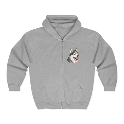 Malamute Head Unisex Full Zip Hoodie