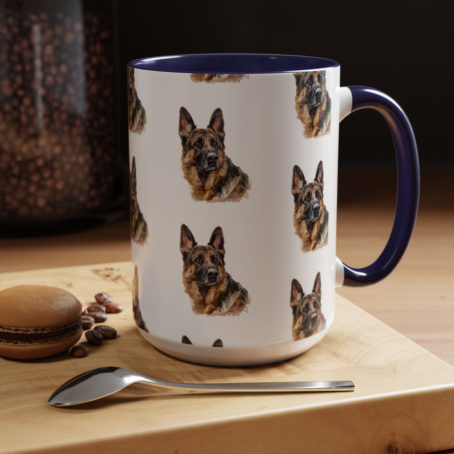 German Shepherd Head 2-Tone Coffee Mug