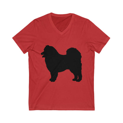 Samoyed Silhouette Unisex Short Sleeve V-Neck Tee