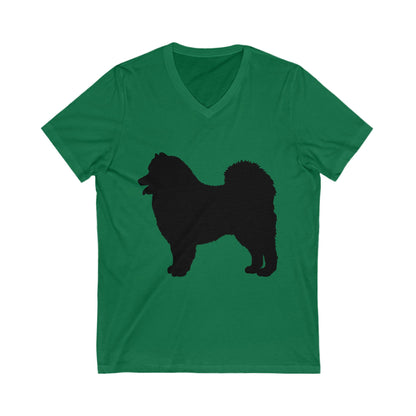 Samoyed Silhouette Unisex Short Sleeve V-Neck Tee